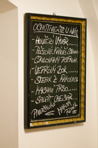 Menu v Penzionu na Faře